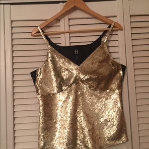Sequence gold and black top